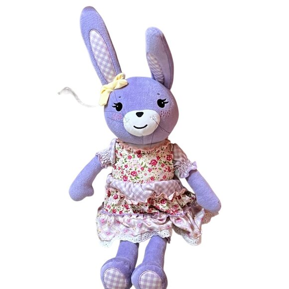 Matilda Jane Enchanted Garden Plush Purple Bunny Stuffed Toy With Floral Dress